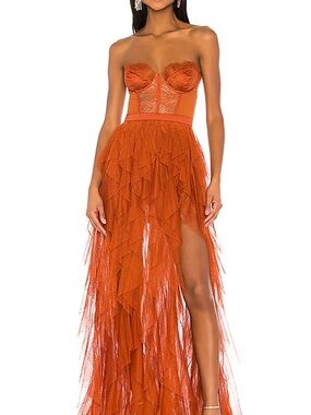 For Love & Lemons Bustier Gown in Rust